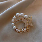 Popxstar Elegant Fashion Women Gifts Pearl Rhinestone Garland Butterfly Brooch Baroque Trendy Wedding Gift Party Anime Pins Evil Eye