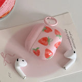Popxstar  Korea Cute Pink Strawberry Pattern Silicone Earphone Case for AirPods Pro 2 AirPods 4 AirPods 1 2 3 Soft Protection Cover Coque