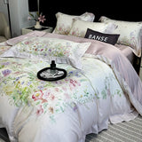 Popxstar  1000TC Lyocell Cotton Flowers Plant Prints Luxury Bedding Set Soft Silky Duvet Cover Set Flat/Fitted Bed Sheet Pillowcases 4Pcs