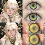 Popxstar  2 Pcs Cosplay Gold Colored Contacts Lenses with Degree Halloween Lenses Anime Purple Lenses Big Eyes Soft Makeup Pupils