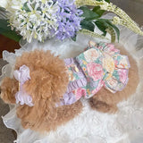 Floral Printed Ruffle Dog Dress Summer Doggie Dress for Small Dog Outfits Teacup Chihuahua Clothes Pet Puppy Birthday Dress