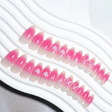 Popxstar  Blush Pink Almond Fake Nails Love Heart Bowknot Star Printed Acrylic Nails Press On 24Pcs Full Cover False Nails for Manicure
