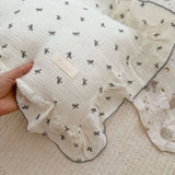 Popxstar INS Ruffle Edge Gauze 100% Cotton Princess Pillow Case 30X50 48X74cm Breathable Pillowcase Decorative for Home Bedding Bedroom