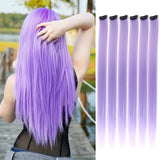 Popxstar 6pcs/pack Clip in Hair Extensions Colored Party Highlights for Girls 22 inches Multi-colors Straight Hair Synthetic Hairpieces
