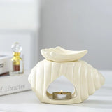 Popxstar  Detachable Ceramic Conch Essential Oil Burner Waxes Melt Burner Warmer Tealight Candle Holder Home Tabletop Decor Yoga Spa Gifts