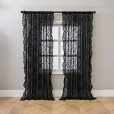 French Lace Gauze Curtains Princess-style Drapes for Living Room Dining Room Elegant Solid White Window Ruffled Tulle Curtains