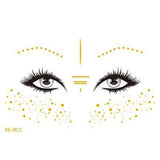 Popxstar Glitter Stickers Face Tattoo Flash Gold Temporary Metalic Tattoos Waterproof Makeup Decals for Girls Party Music Festival