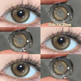 Popxstar 2PCS New Gray Prescription Contact Lenses Fashion Pupils Cosmetics Eye Color Lenses Myopia Colored Contact Lenses Brown