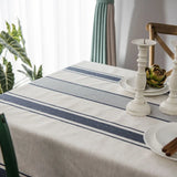 Popxstar French Stripe Tablecloth Cotton Linen Fabric, Rectangle Table Cover for Kitchen, Dining Party, Dustproof, Farmhouse