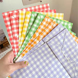 Popxstar 5/10PCS Colorful Plaid Kraft Paper Bag Candy Biscuit Snack Flower Packaging Vertical Storage Bag Wedding Birthday Party Gift