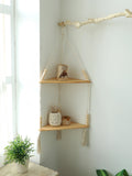 Popxstar Wooden Corner Shelf Wall Decor Pot Storage Display Stand Macrame Floating Shelf Wall Organizer Boho Room Nordic Home Decoration