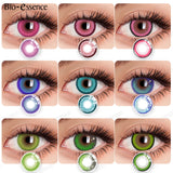 Popxstar  1 Pair Colorcon Colored Contact Lenses with Degree Myopia Lenses Anime Accessories Pink Lense Cosplay Lens Halloween