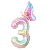 Popxstar  40Inch Colorful Gradient Number Balloon 0-9 Digit Foil Helium Balloon Butterfly Girl Birthday Party Decor Baby Shower Kids Gifts
