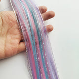 Popxstar Unicorn Clip in Colored Hair Extensions Mixed Silver Tinsels Synthetic Rainbow Hair Holiday Party Highlights for Women Girls