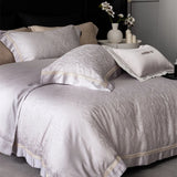 Popxstar  1000TC Egyptian Cotton Soft Silky Jacquard Embroidery Luxury Bedding Set Duvet Cover Flat/Fitted Bed Sheet Pillowcases 4Pcs