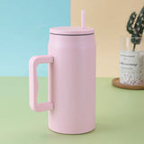 50 Oz Giant Straw Cup 304 Stainless Steel Vacuum Insulated Cup Large Capacity Portable Handle Car Cup