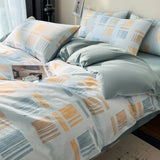 Nordic Style 100% Cotton Duvet Cover Set 1 Duvet Cover 2 Pillowcase Plaid Print Bedding Standard Size Bedroom Decoration