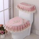 3D Embroidered Toilet Seat Mat Lace Ruffle Edge Toilet Cover Zipper Style Thick Universal Toilet Seat Cushions
