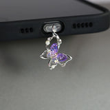 Popxstar Mobile Phone Dust Plug Pendant New Butterfly With Artificial Pearls And Diamonds Accessory Decoration For IPhone Type-c Port