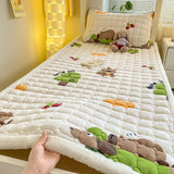 Popxstar Dormitory Single Thick Warm Bed Sheet Winter Milk Velvet Mattress Topper Double Bedspread Thin Bed Pad Mattress Cover Tatami Mat