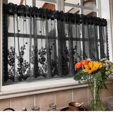 Popxstar  1PC Short Lace Curtain,Exquisite Floral Pattern Valance,Window Valances Pastoral Tulle Voile Home Decor Kitchen Door
