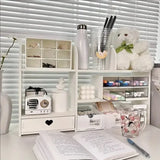 Popxstar cabin weekend inspo Double-Layer Desktop Organizer Rack Stationery Office Desk Accessories Storage Desktop Cosmetics Organizers Storage Shelf