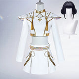 Popxstar KPop Rumi Mira Zoey White Singing Suit Women Halloween Carnival Party Role Playing Outfit Cosplay Costume Wig