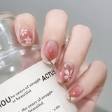 popxstar 24pcs Y2K Style Gradient Blue Pink Color Fake Nails Dyeing Press On Nails Full Cover Artificial False Nails For Women Salon Use