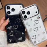Popxstar  3D Star Cute Heart Bling Glitter Shockproof Phone Case for iPhone 17 16 15 14 13 12 11 Pro Max Plus Transparent Bumper Cover