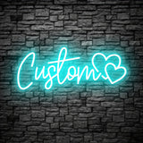 Popxstar  Text LED Neon Sign with Double Heart Design - USB-Powered Wall Art for Weddings, Anniversaries, Bedroom Decor
