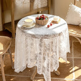 Popxstar  Lace tablecloth white retro round table square tablecloth coffee table household French cover