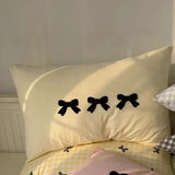 Popxstar  Plaid Bow Knot Pillow Cover Korean Y2k Fashions Girlish Heart Blackpink Room Decor Sleeping Pillow Cover Bedroom Decoration Gift