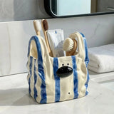 Handbag Style Ceramic Storage Box Puppy Shaped Cartoon Toothbrush Toothpaste Holder Novelty Makeup Brush Box Home Decor