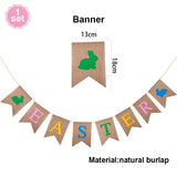 Popxstar  Easte Bunny Burlap Baner Cute Rabbit Carrot Hanging Garland Happy Easter Holiday Party Home Fireplace Wall Decorations Supplies