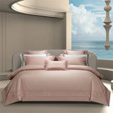 Popxstar  1400TC Egyptian Cotton Silky Luxury Wide Edge Embroidery Grey Bedding Set Duvet Cover Bed Sheet/Fitted Sheet Pillowcases 4Pcs