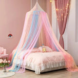 Popxstar Tri Color Rainbow Bedspread Girls Room Canopy Bed Net Suitable for Single Bed/Single Bed//Double Bed Girls Room Decor