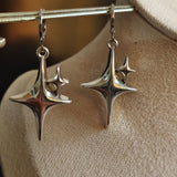 Popxstar Simple Silver Color Star Earrings for Women Girls Opal Stone Heart Hoop Earrings Punk Y2K Cute Daily Wear Jewelry Party Gifts