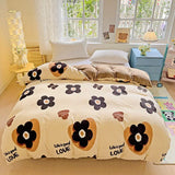 Popxstar  Milk Velvet Floral Duvet Cover, Ultra-Soft Cozy Warm Winter Reversible Plush Comforter Cover, 1 PC Botanical Flower Quilt Cover