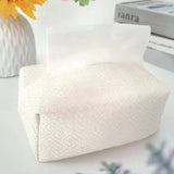 Popxstar Checkerboard Woven Tissue Box PU Leather Napkin Case Living Room Office Desktop Home Decoration Creative Paper Towel Cover