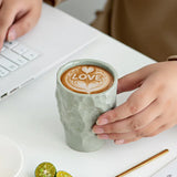 Popxstar  Japanese-style Coarse Pottery Coffee Cup Retro Hand-kneaded Pleated Mug Kitchen Livingroom Latte Concentrated Teacup Kitchenware