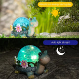 Popxstar  Solar Dog/Turtle Garden Statue Light Solar Cracked Glass Lamp Perfect Garden Gift for Outdoor Lawns, Courtyards, and Patios