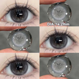 Popxstar 2PCS New Gray Prescription Contact Lenses Fashion Pupils Cosmetics Eye Color Lenses Myopia Colored Contact Lenses Brown