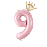 Popxstar  40inch Pastel Light Blue Pink Foil Number Balloon With Crown 1 2 3 4 5 6 Boy Girl Birthday Party Baby Shower Wedding Decoration