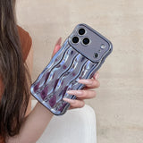 Popxstar  Luxury Plating Water Ripple Pattern Wavy Curly Edge Case for IPhone 17 16 15 13 14 Pro Max Electroplated Camera Protection Cover