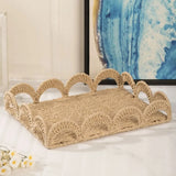 Handmade Paper Rope Storage Basket Rectangular Scalloped Edge Storage Tray Decorative Large Capacity Fruit Basket Bedroom