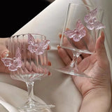 Popxstar Three-dimensional Butterfly Wine Glass Simple Round Glass Cup Creative Handmade Glass Wine Glasses  Champagne Cocktail Cup Gift