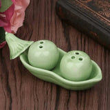Popxstar  Ceramic Bean Pod Salt Pepper Shakers Set Cute Kitchen Condiment Jars Spoons Modern Dining Tableware Decorative Home Gift