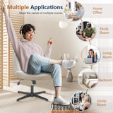Popxstar Cross Legged Office Living Room Rocking Gaming Chair Armless Wide Desk Adjustable Swivel Fabric Task Vanity Home Office