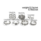 Popxstar  7 Pcs/Set Hip Hop Irregular Star Open Rings for Men New Punk Geometric Pentagram Adjustable Ring Male Jewelry Accessories
