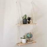 Popxstar Wooden Rope Swing Wall Hanging Plant Flower Pot Tray Mounted Floating Wall Shelves Nordic Home Decoration Moredn Simple Design